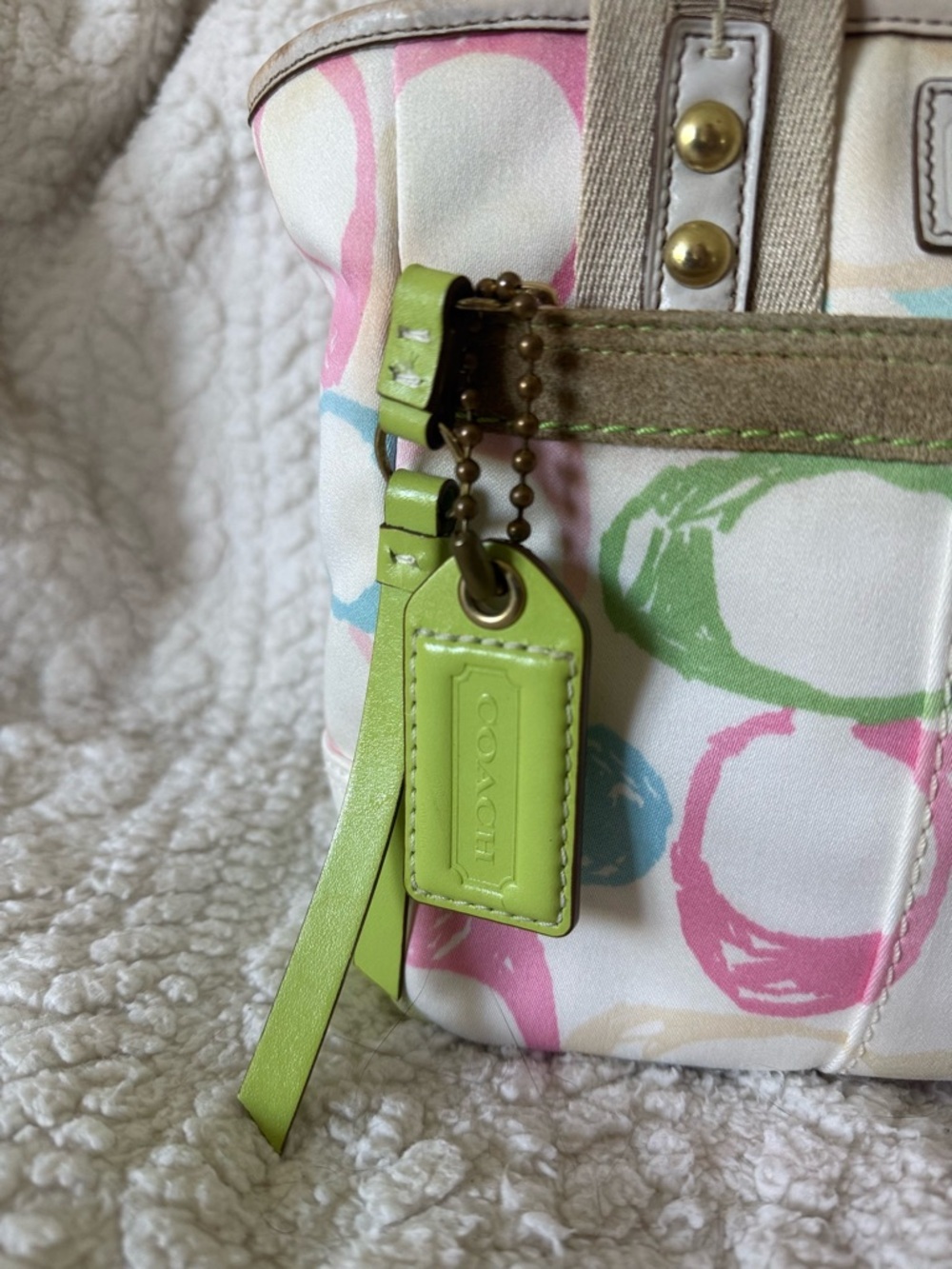 Y2K Vintage Coach Hampton Signature Multicolor Spring Pastel Scribble Mini Tote - Picture 6 of 14